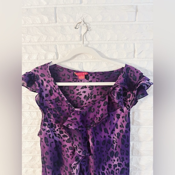 Sunny Leigh Purple Leopard Ruffle Sleeveless Top - Picture 5 of 6